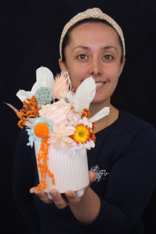 Real Preserved Arrangement | Apricot Caramel order made by Amy's Flowers