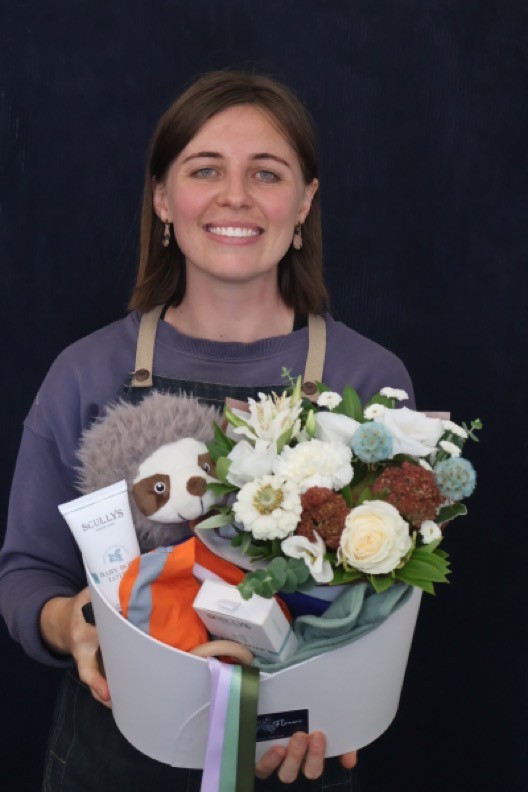 Real Baby Hamper Floral | Mammoth Adventure order made by Amy's Flowers