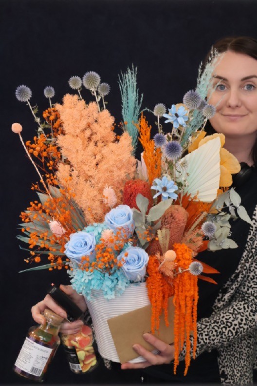 Real Preserved Arrangement | Apricot Caramel order made by Amy's Flowers